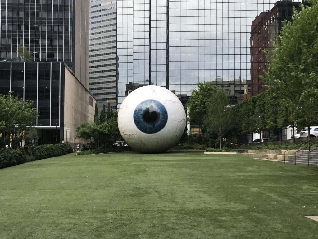 A large sculpture of an eye in dallas