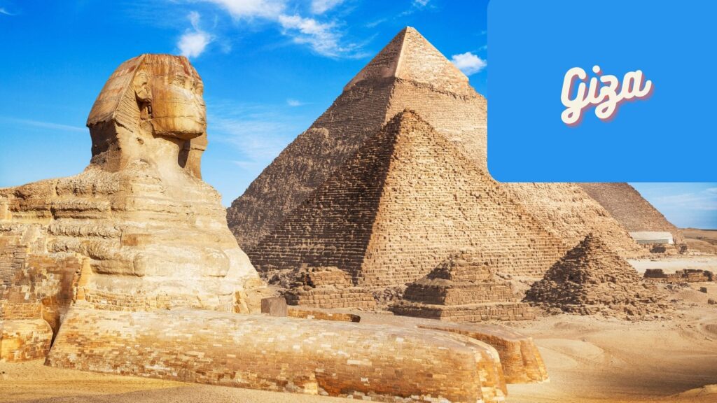 Egypt pyramids Giza wonder of the world with sphinx in front